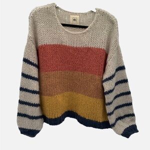 Rip Curl S Multicolor Striped Women's Chunky‎ Sweater 80’s 005